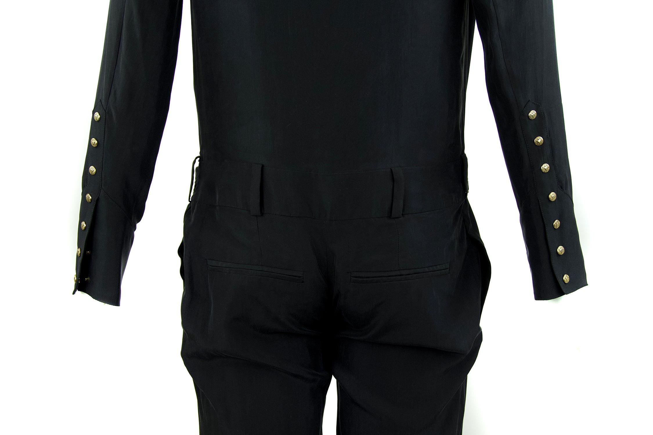 Balmain Silk Long Sleeve Jumpsuit - Size FR 34 In New Condition For Sale In Newport, RI