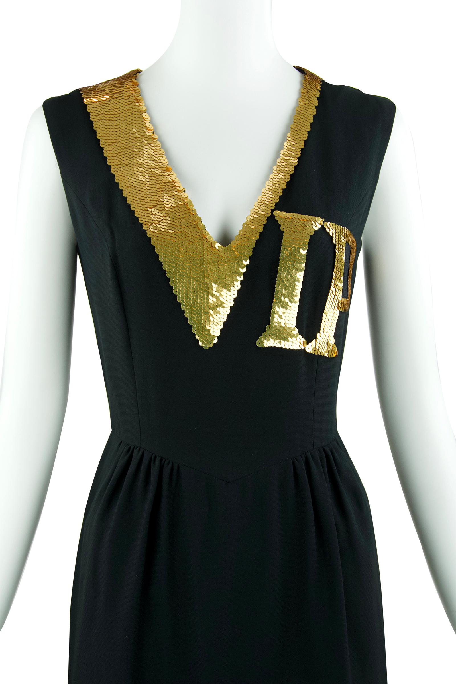 Black Vintage Moschino VIP Sequin Dress - Size XS For Sale