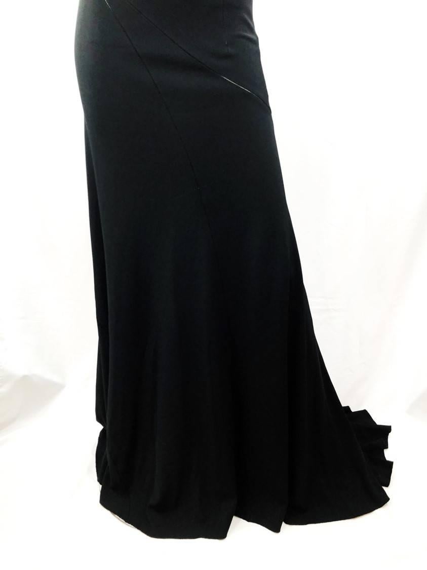 Women's Azzedine Alaia Jet Black Sleeveless Gown, Medium For Sale