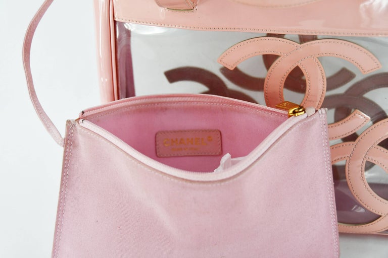 Gorgeous Chanel Pale Pink Patent Leather Cc Logo Clear Tote Women S Gorgeous Chanel Pale Pink Patent Leather Cc Logo Clear Tote Bag For