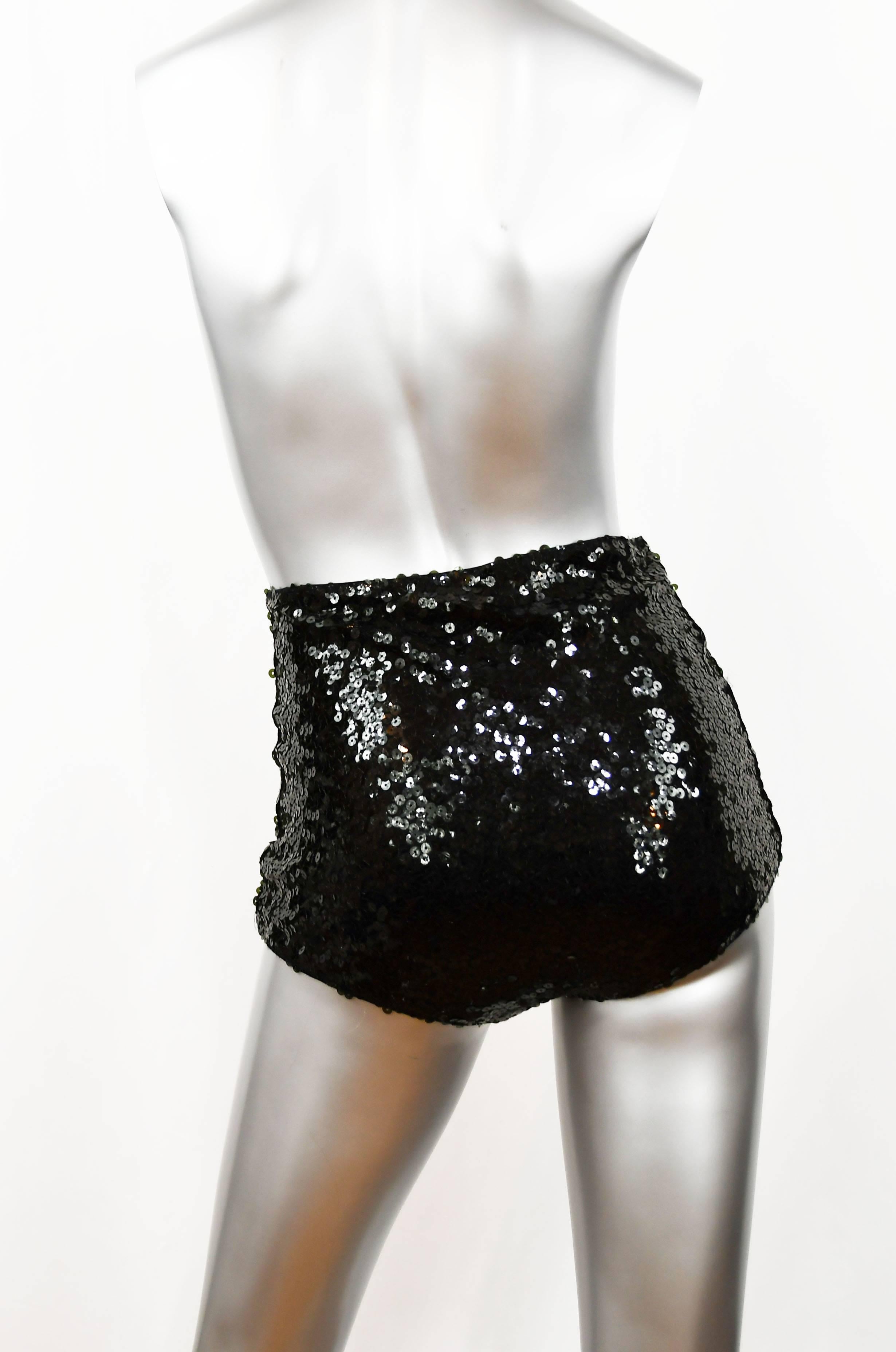 Chanel Black Sequin Short Shorts, Spring 2007 Runway In New Condition For Sale In Newport, RI