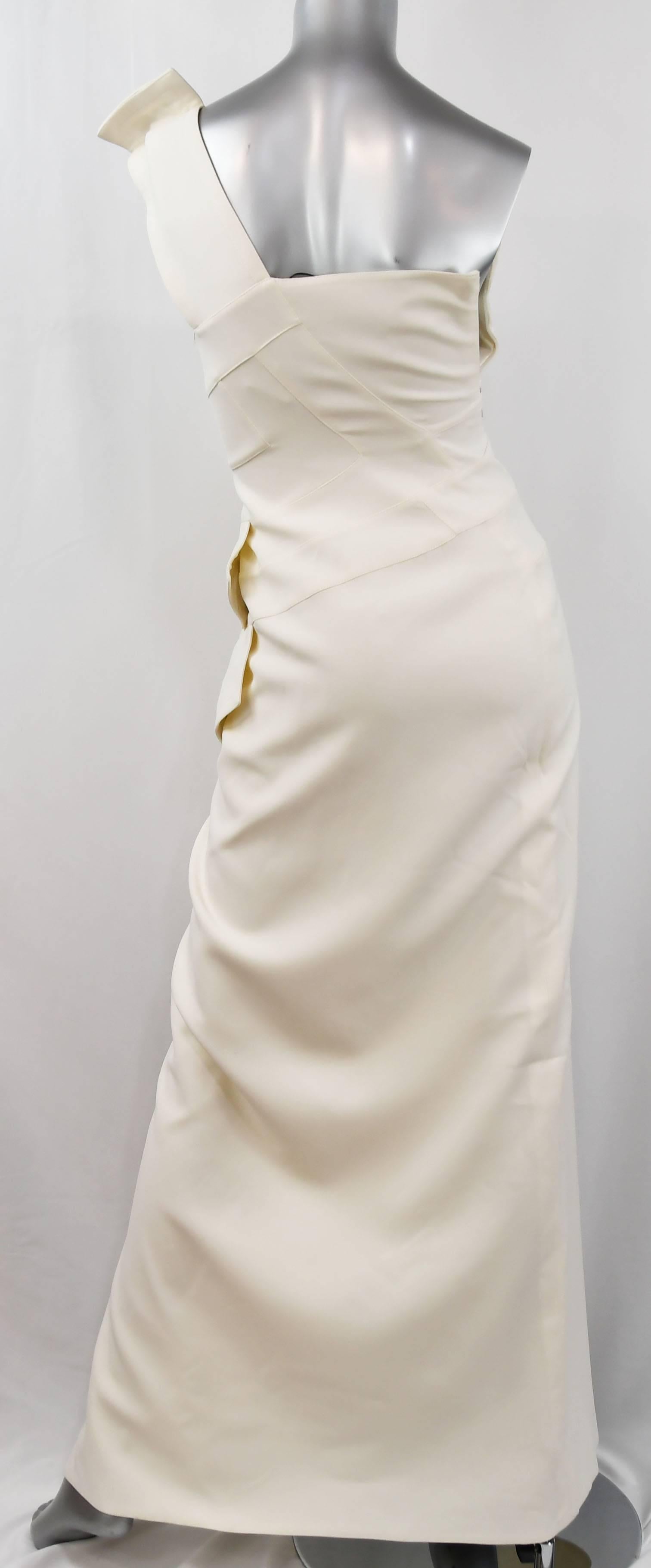 Versace White Column Gown with Medusa Button Trim and deep slit  For Sale 1