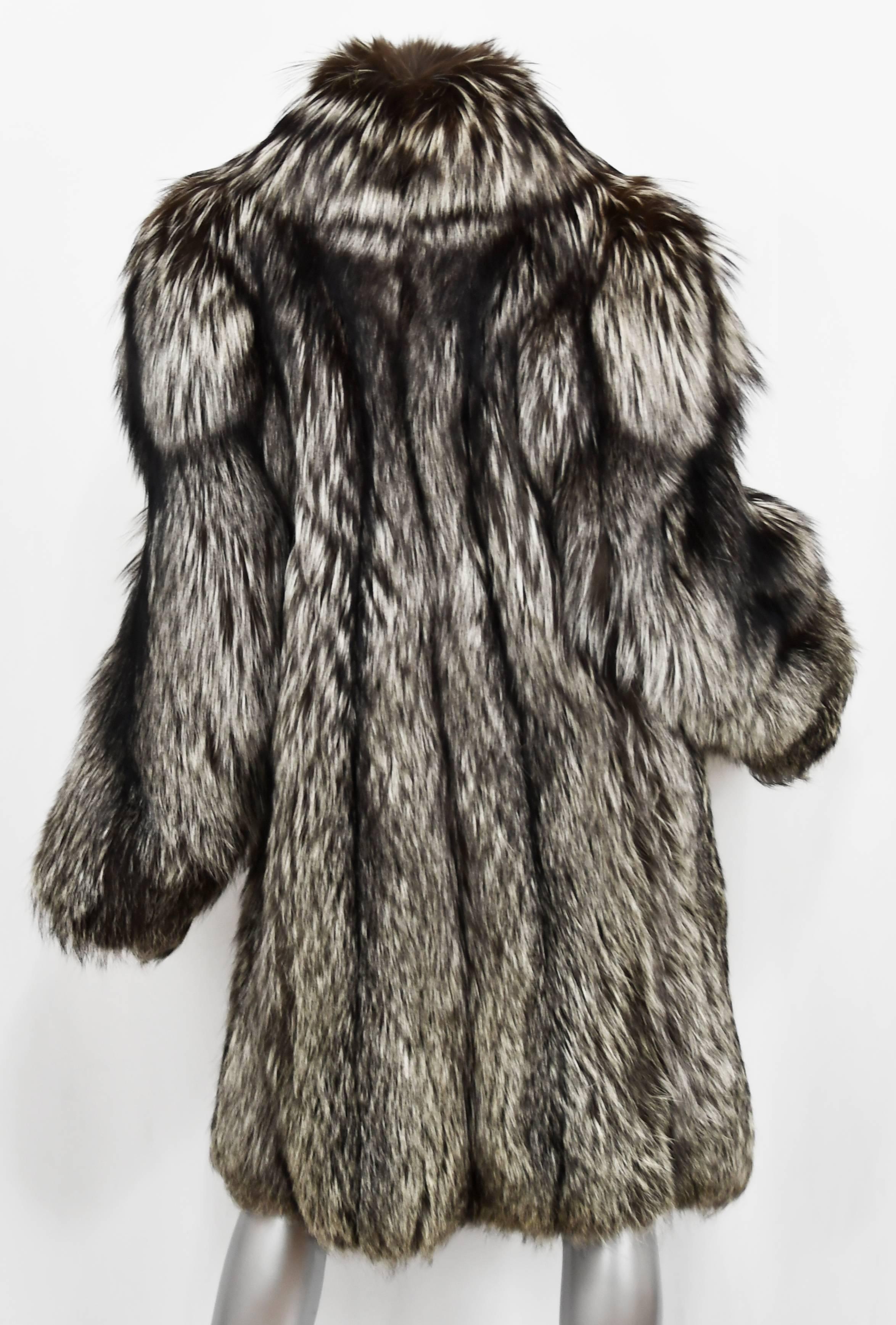 Women's Silver Fox Fur Coat For Sale