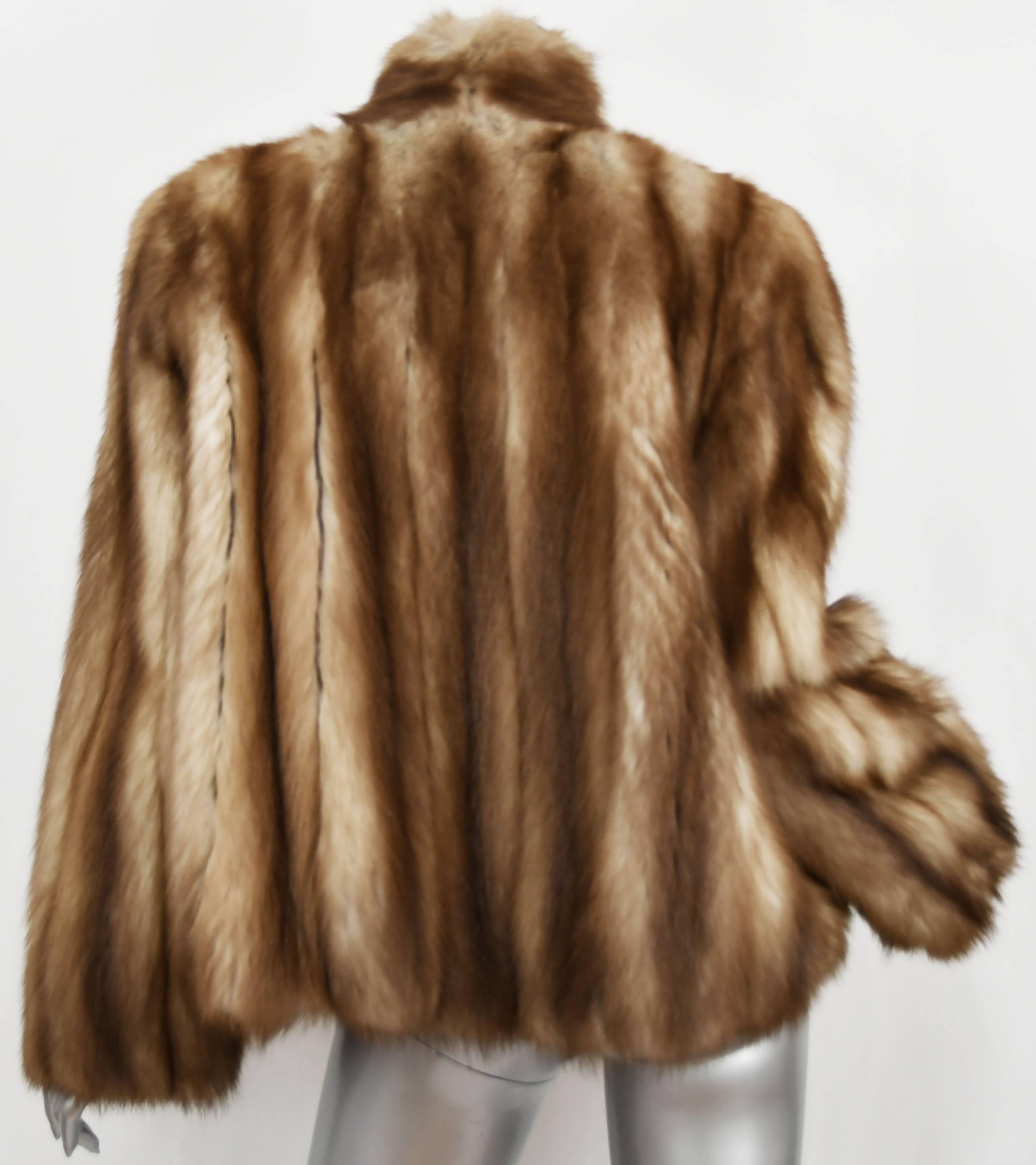 Brown Stone Marten Fur Jacket For Sale
