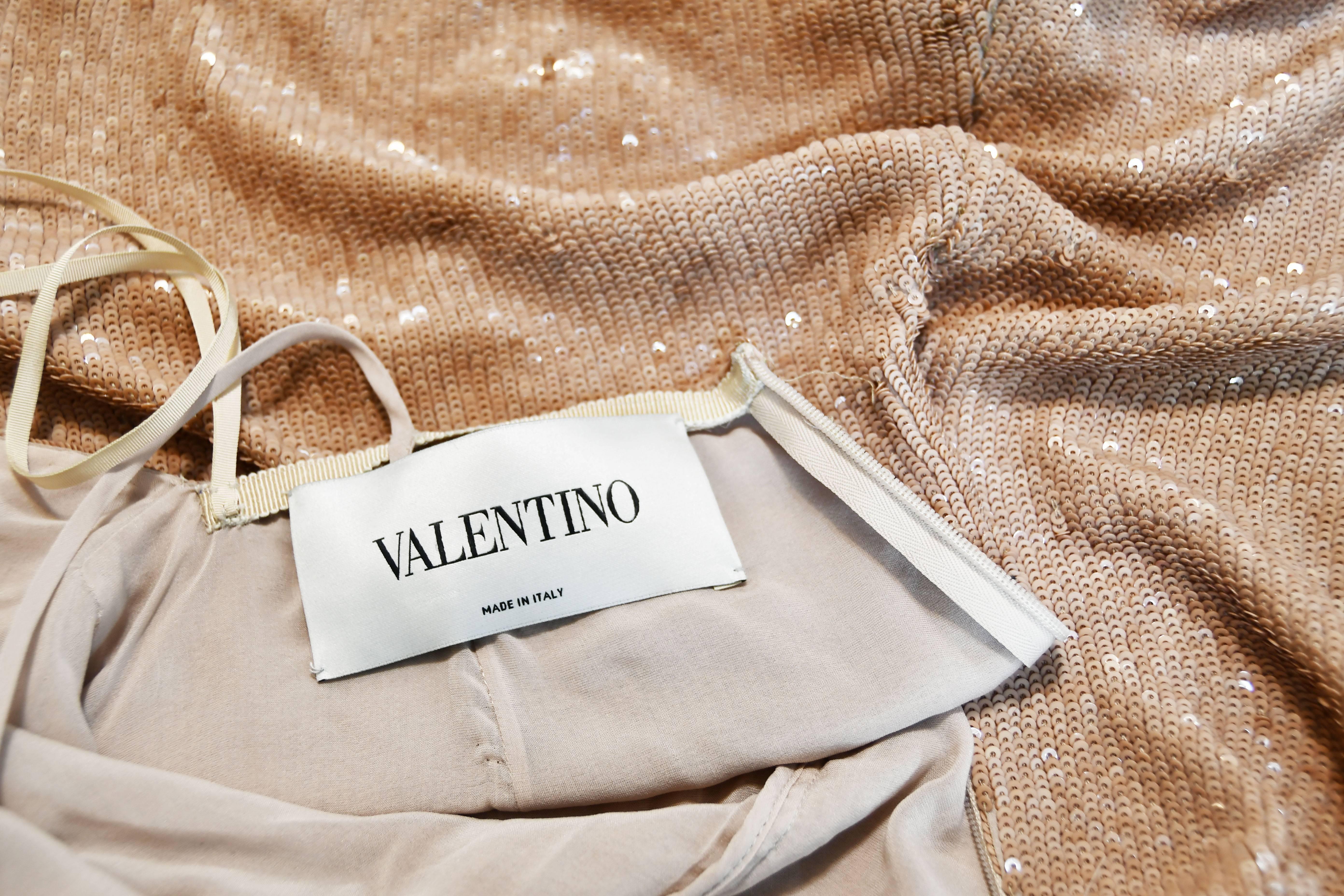 Valentino Blush Sequin Silk Playsuit  For Sale 1