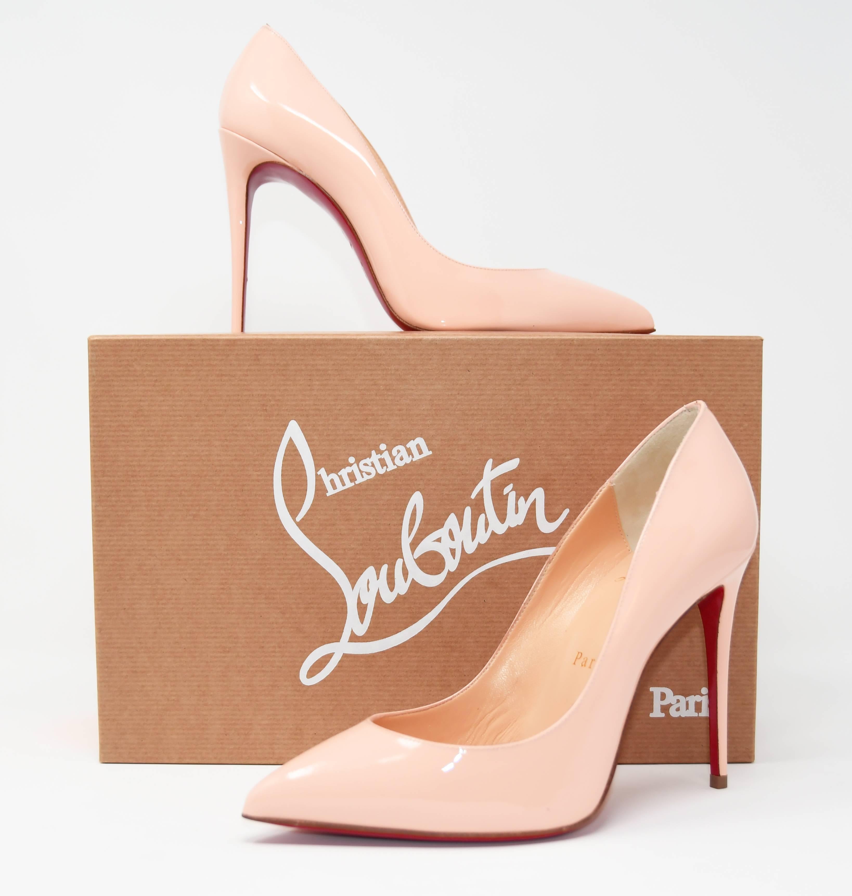 Christian Louboutin Stiletto in Light Peach Patent Leather, Size 36 For Sale 1