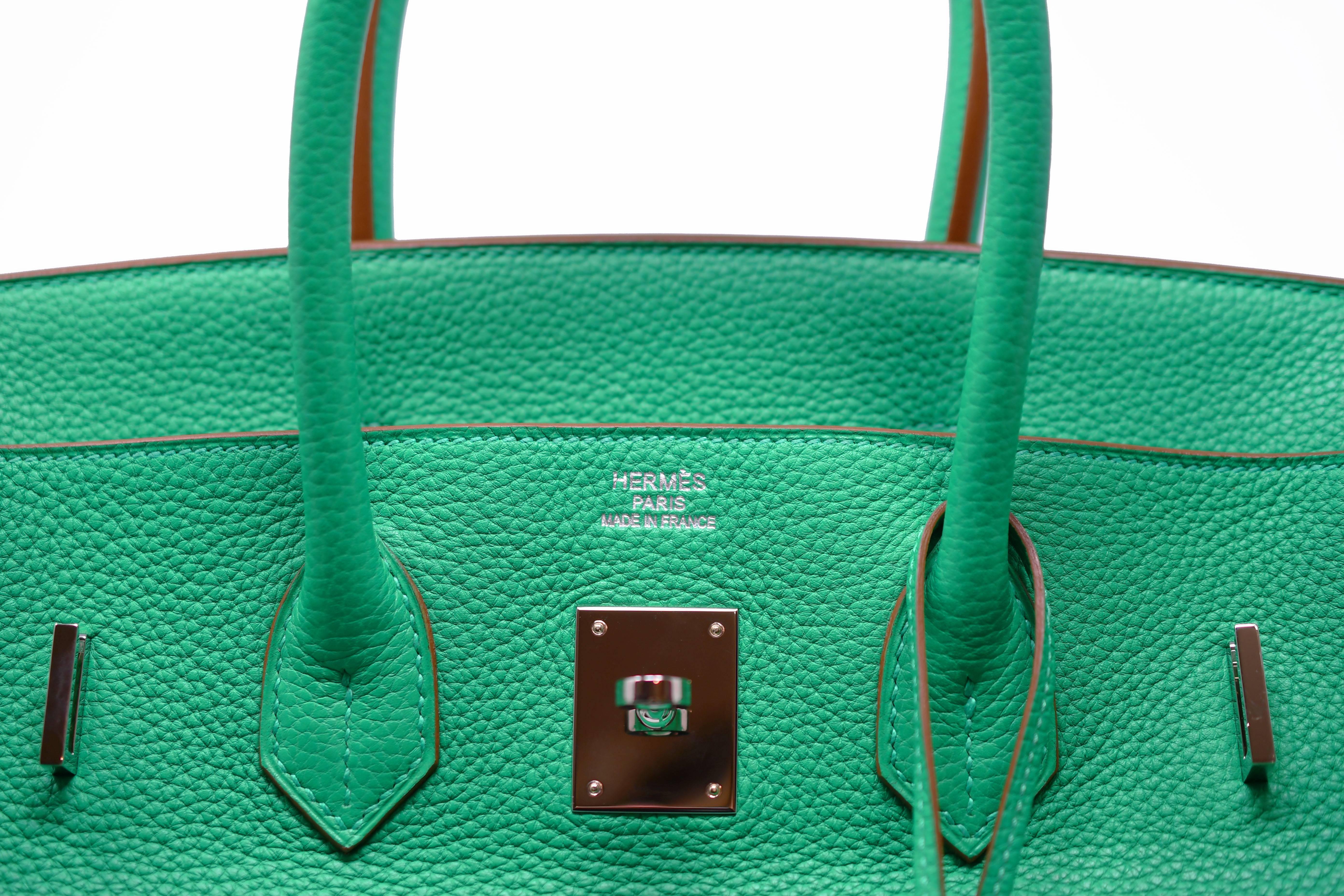 Hermes Birkin Bag 35cm Green Menthe Togo PHW For Sale 1