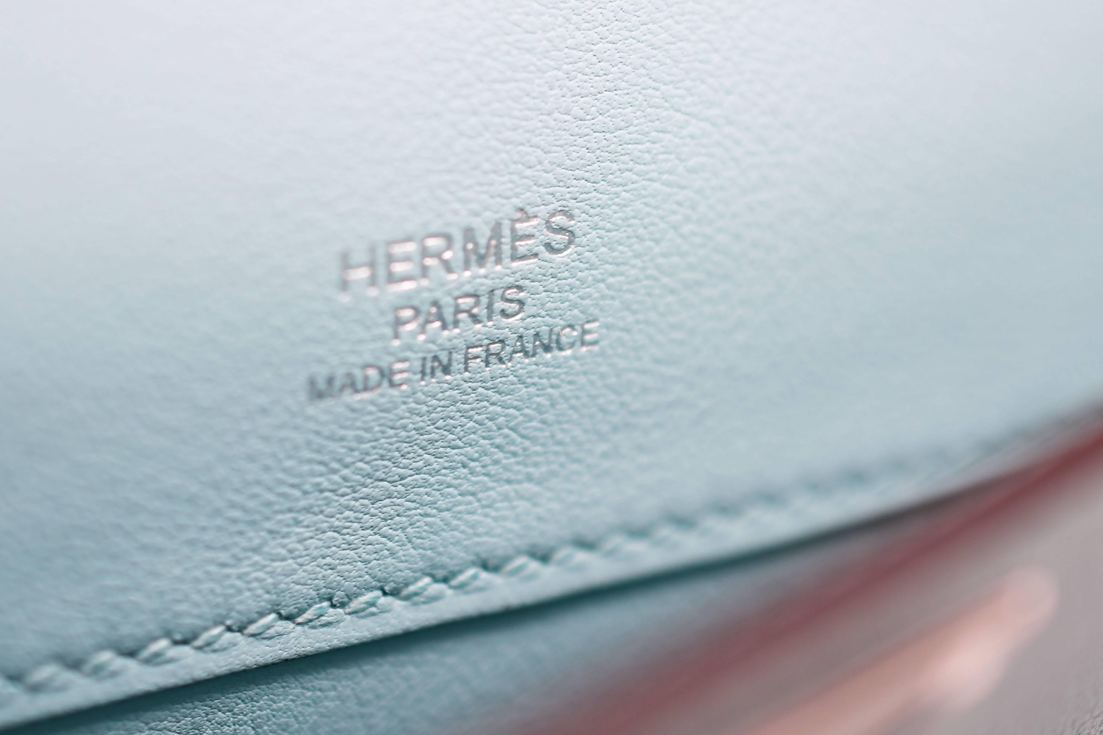 Women's Hermes Kelly Cut Blue Atoll Kelly Clutch Swift PHW For Sale