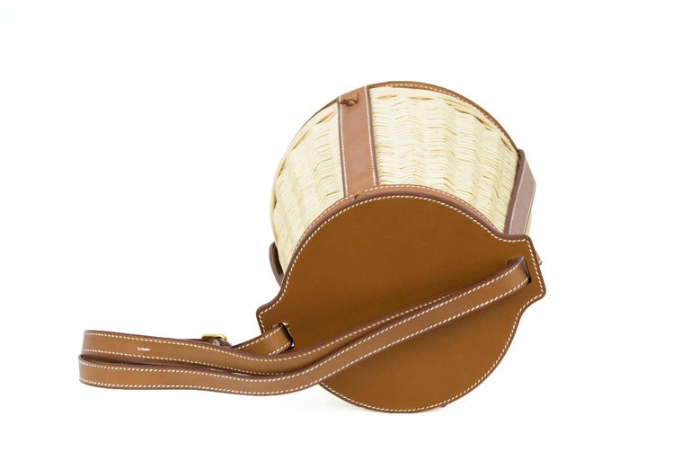 Hermes Barenia and Wicker Picnic Farming Bag For Sale at 1stDibs