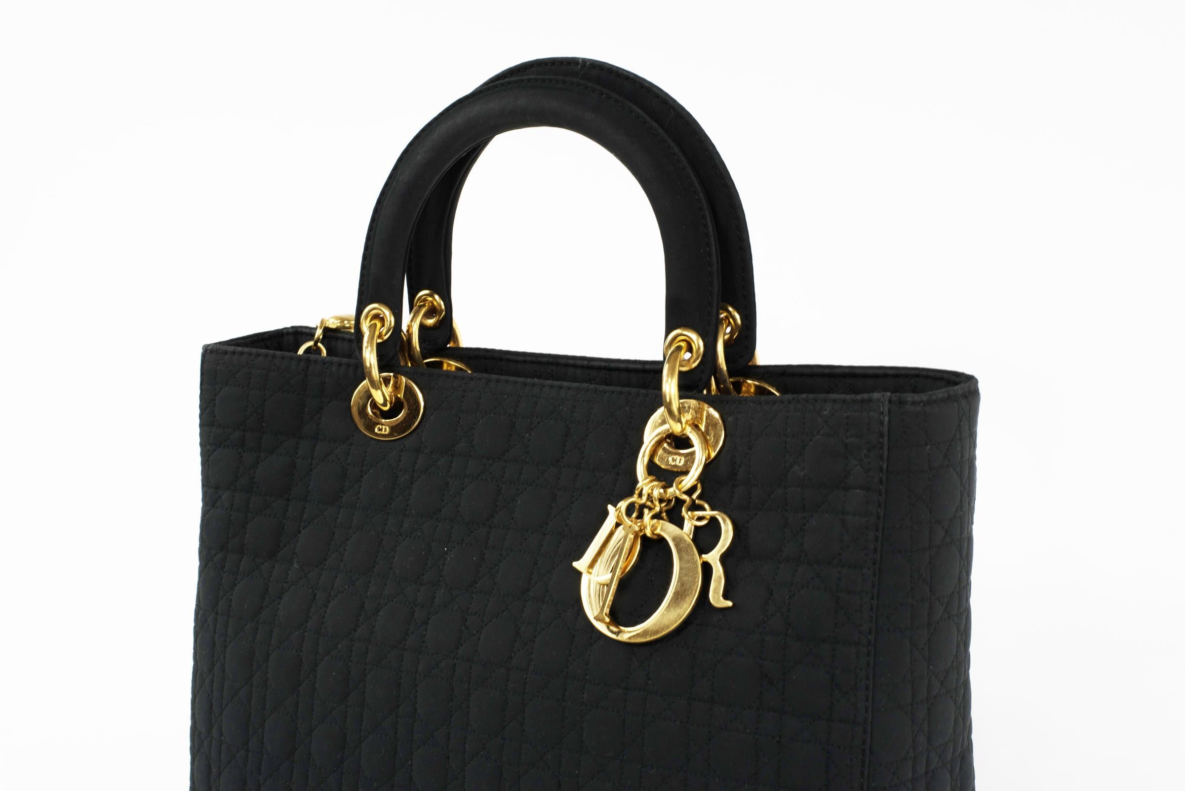 Black Lady Dior Large Cannage Nylon Bag