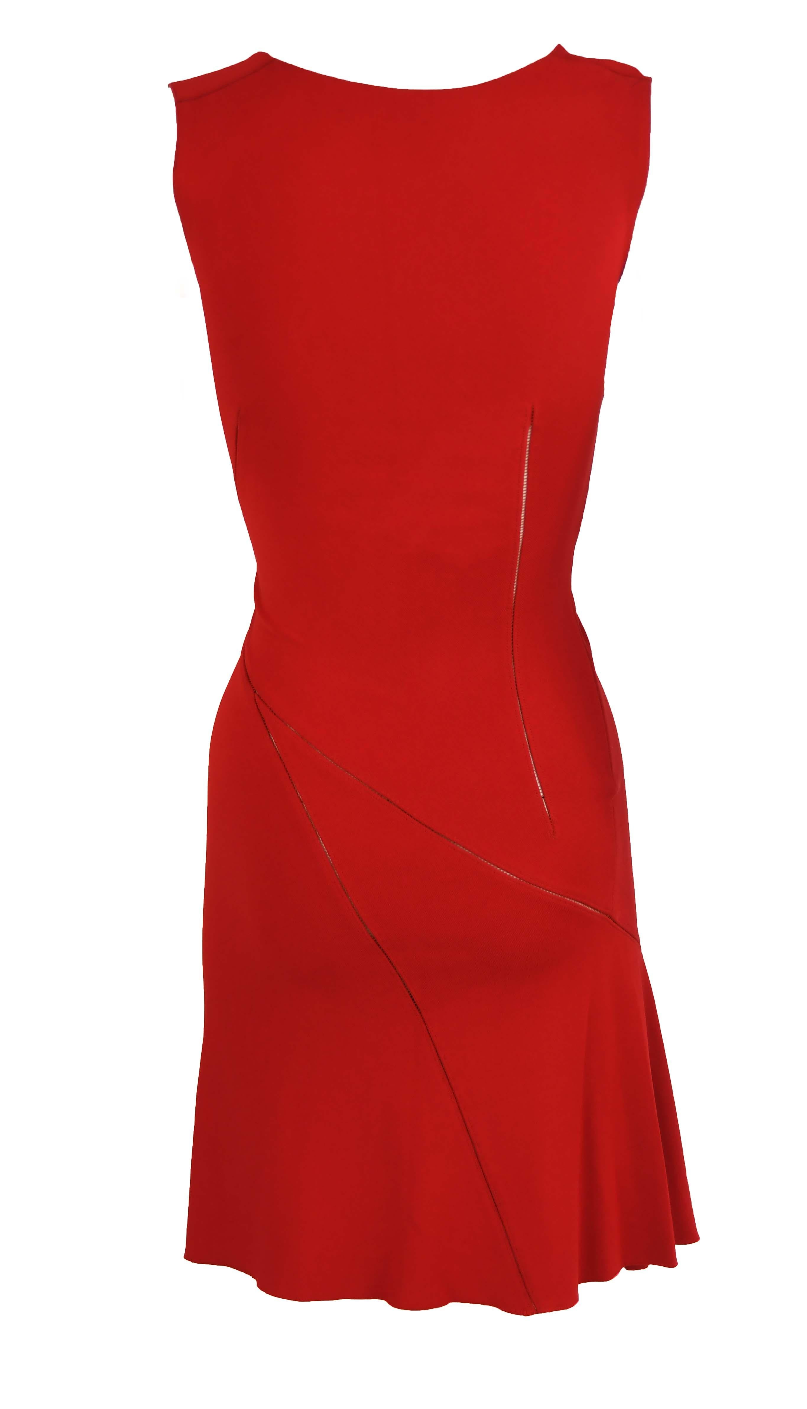 Alaia Fitted Red Cocktail Dress  In Excellent Condition For Sale In Newport, RI