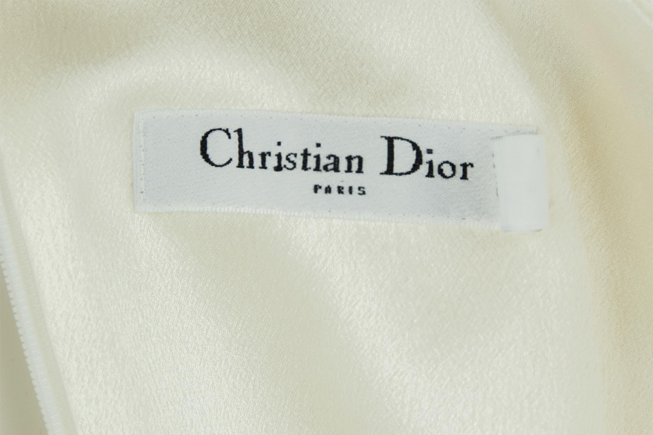 Christian Dior Vintage White Silk Beaded Gown  For Sale 1