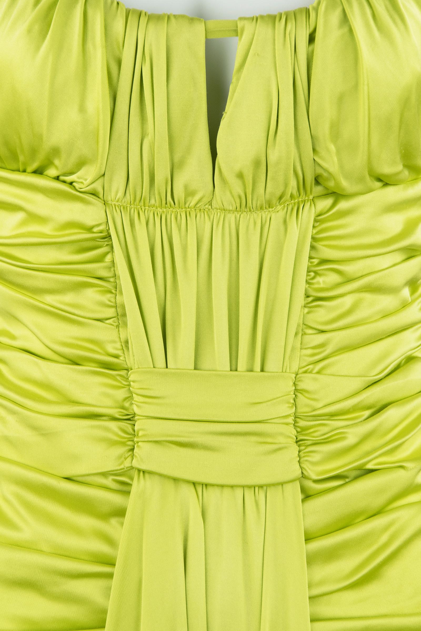 Women's Emanuel Ungaro Bright Green Silk Jersey Dress - Size IT 40 For Sale