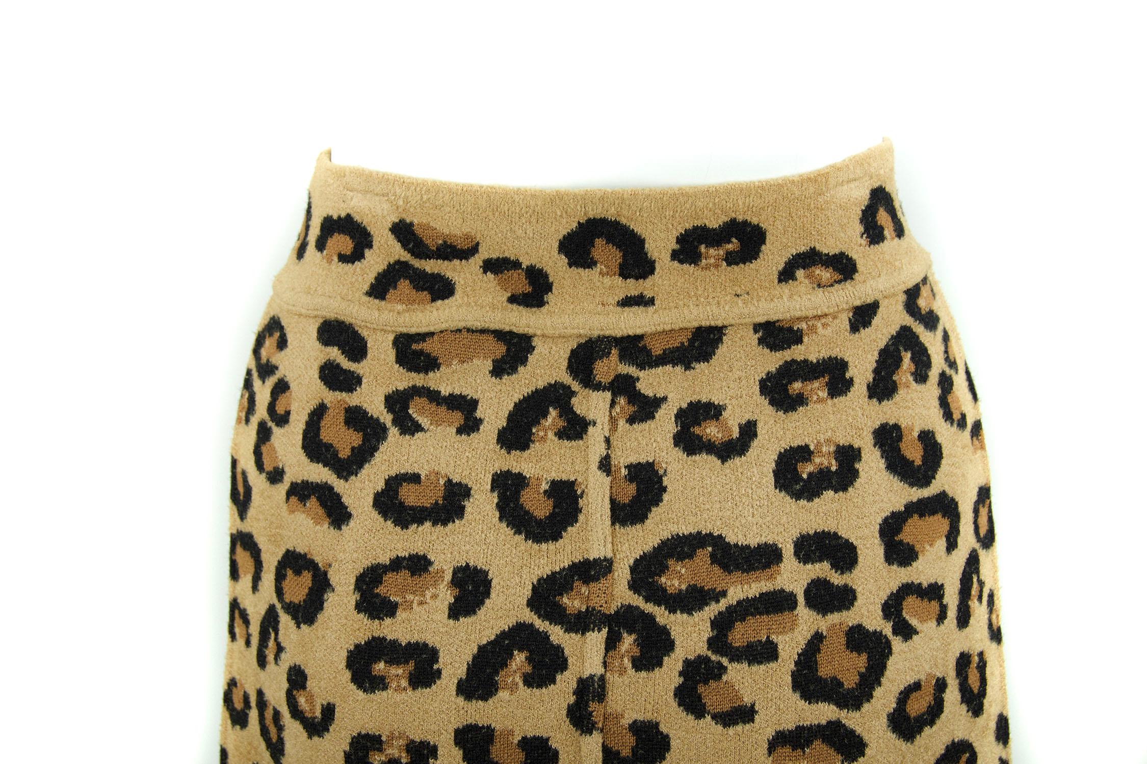Brown Alaia Vintage Leopard Pencil Skirt 1991 - Size S For Sale