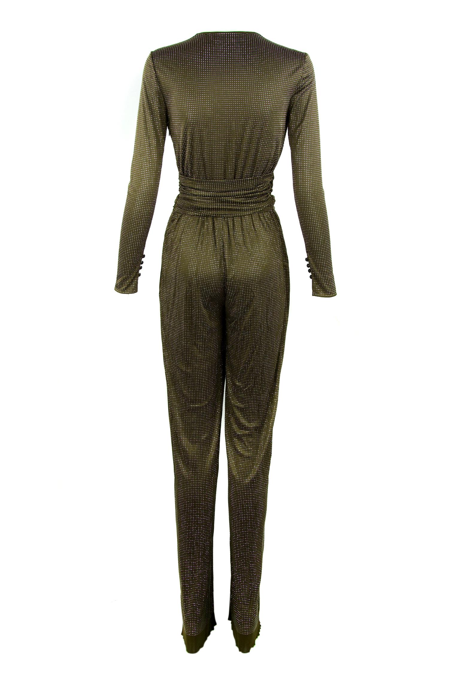 Black Pucci Brown & Silver Beaded Jumpsuit - Size IT 44