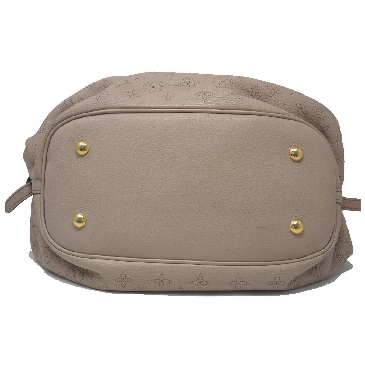 Gray Louis Vuitton Mahina Taupe Grey Leather Hobo Handbag