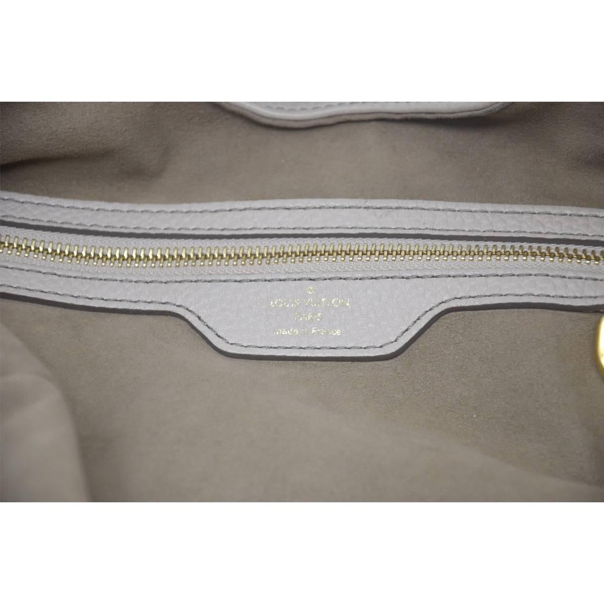 Louis Vuitton Mahina Taupe Grey Leather Hobo Handbag 2
