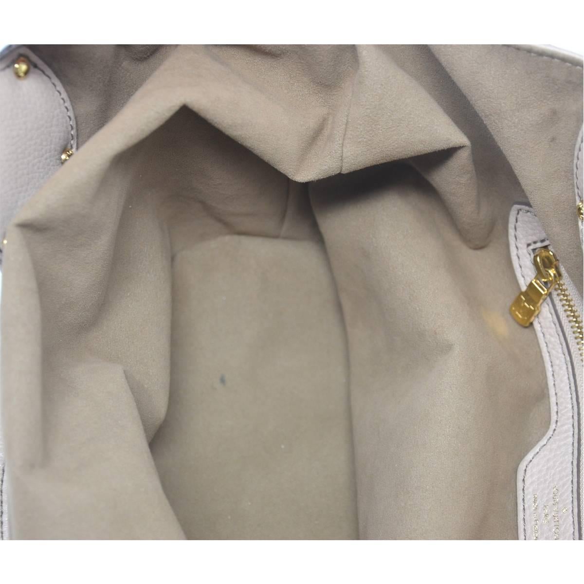 Louis Vuitton Mahina Taupe Grey Leather Hobo Handbag 1