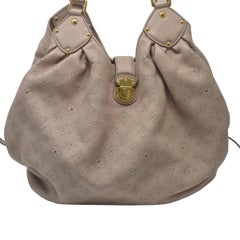 Louis Vuitton Mahina Taupe Grey Leather Hobo Handbag