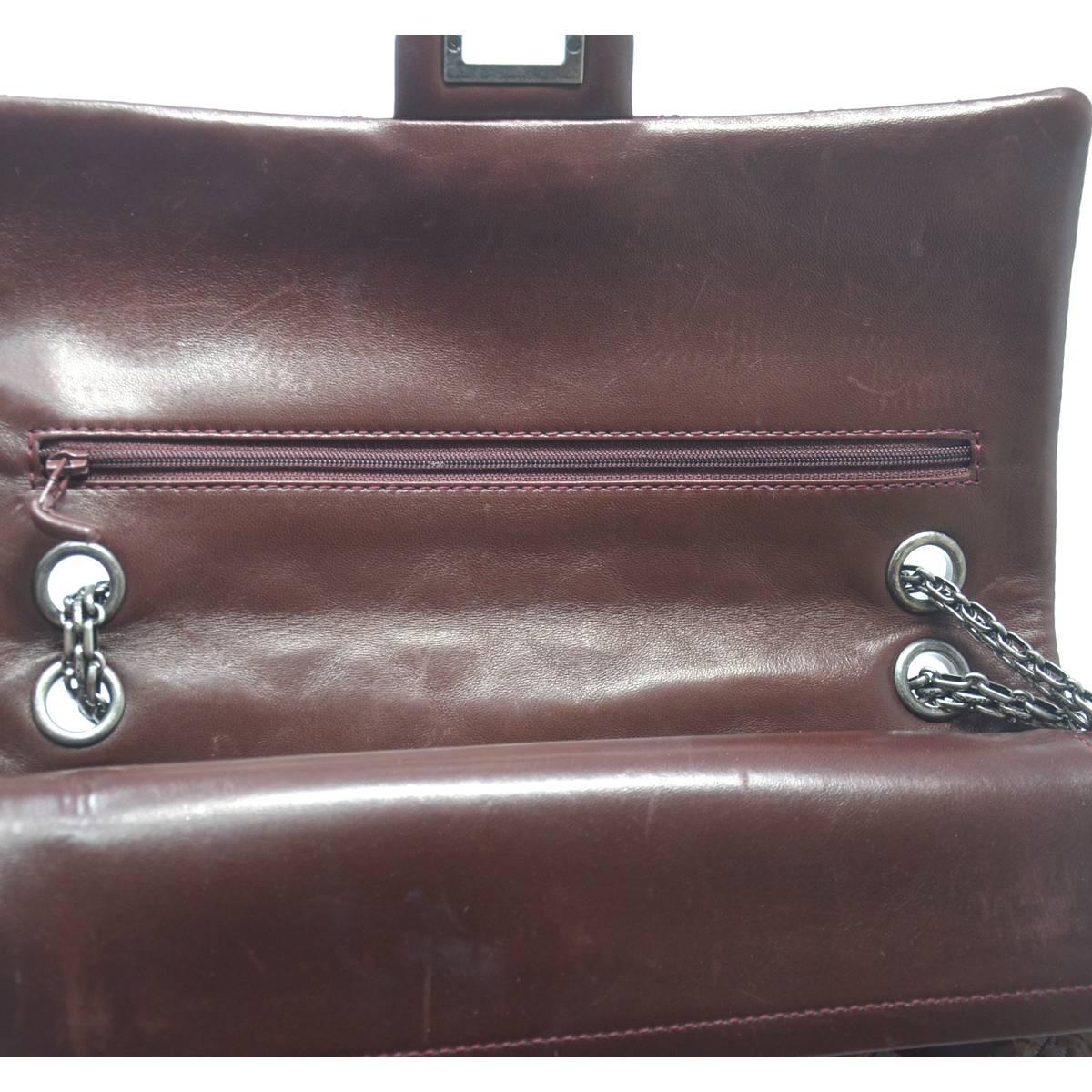 Chanel Burgundy Reissue Patent Leather 2.55 Classic Handbag In Excellent Condition In Boca Raton, FL