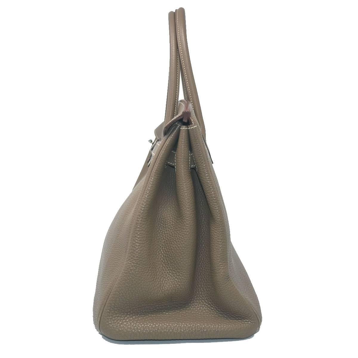 Gris Hermès - Sac à main Birkin Togo 35 taupe en vente