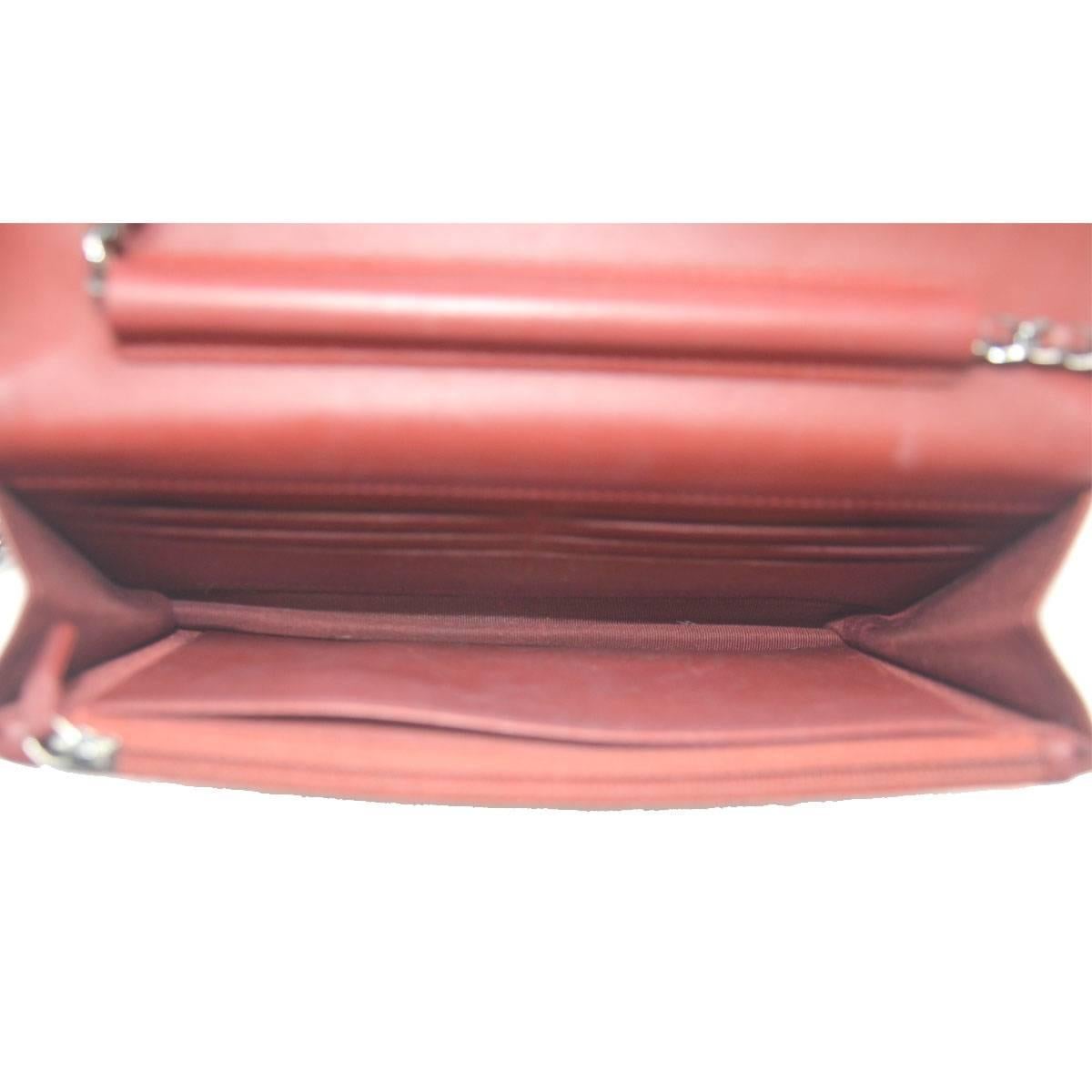 Chanel Dark Red Patent Leather WOC With Card 3