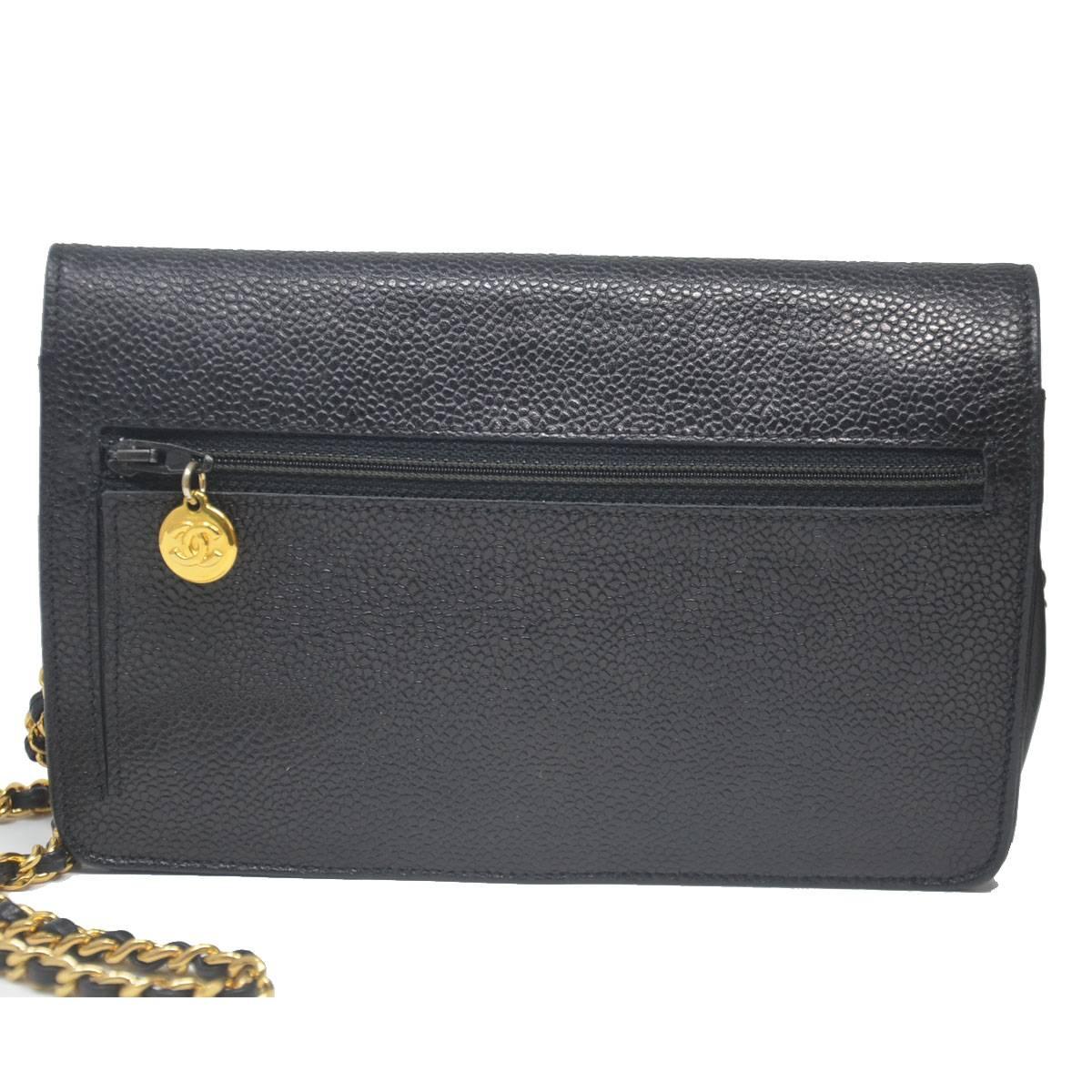 Chanel WOC Black Caviar CC Gold Hardware With Card In Excellent Condition In Boca Raton, FL