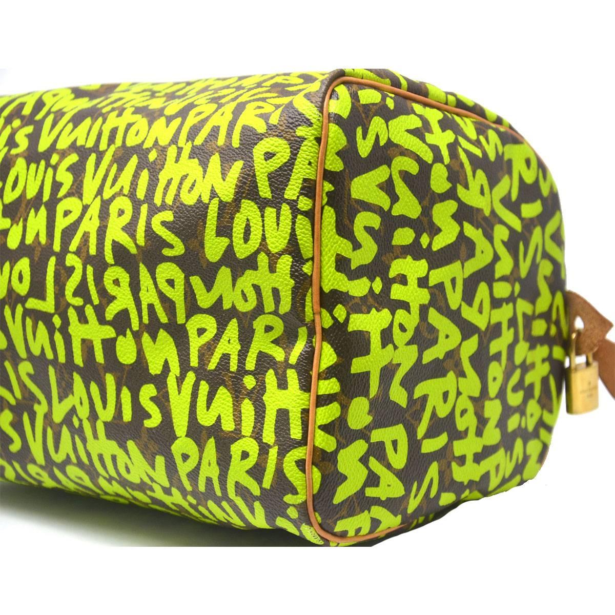 Brown Louis Vuitton Speedy 30 Graffiti Green Limited Edition Stephen Sprouse Handbag 