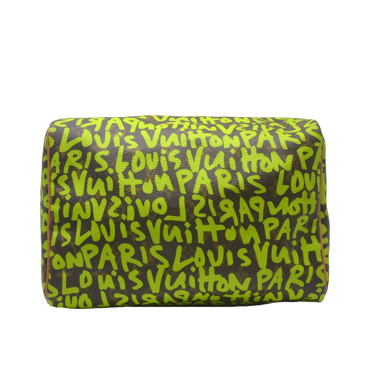 Louis Vuitton Speedy 30 Graffiti Green Limited Edition Stephen Sprouse Handbag  In Excellent Condition In Boca Raton, FL