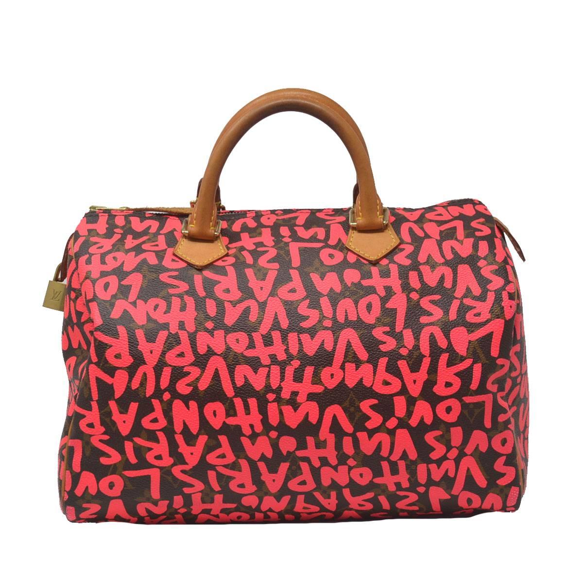 Louis Vuitton Speedy 30 Grifiti Pink Limited Edition Stephen Sprouse Handbag In Excellent Condition In Boca Raton, FL