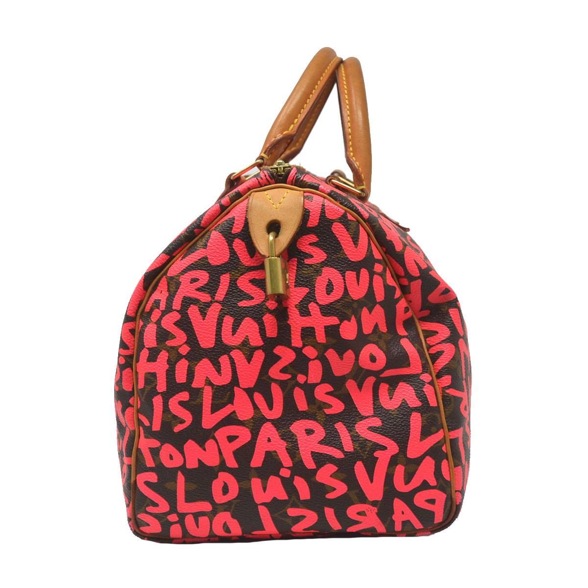 Women's Louis Vuitton Speedy 30 Grifiti Pink Limited Edition Stephen Sprouse Handbag