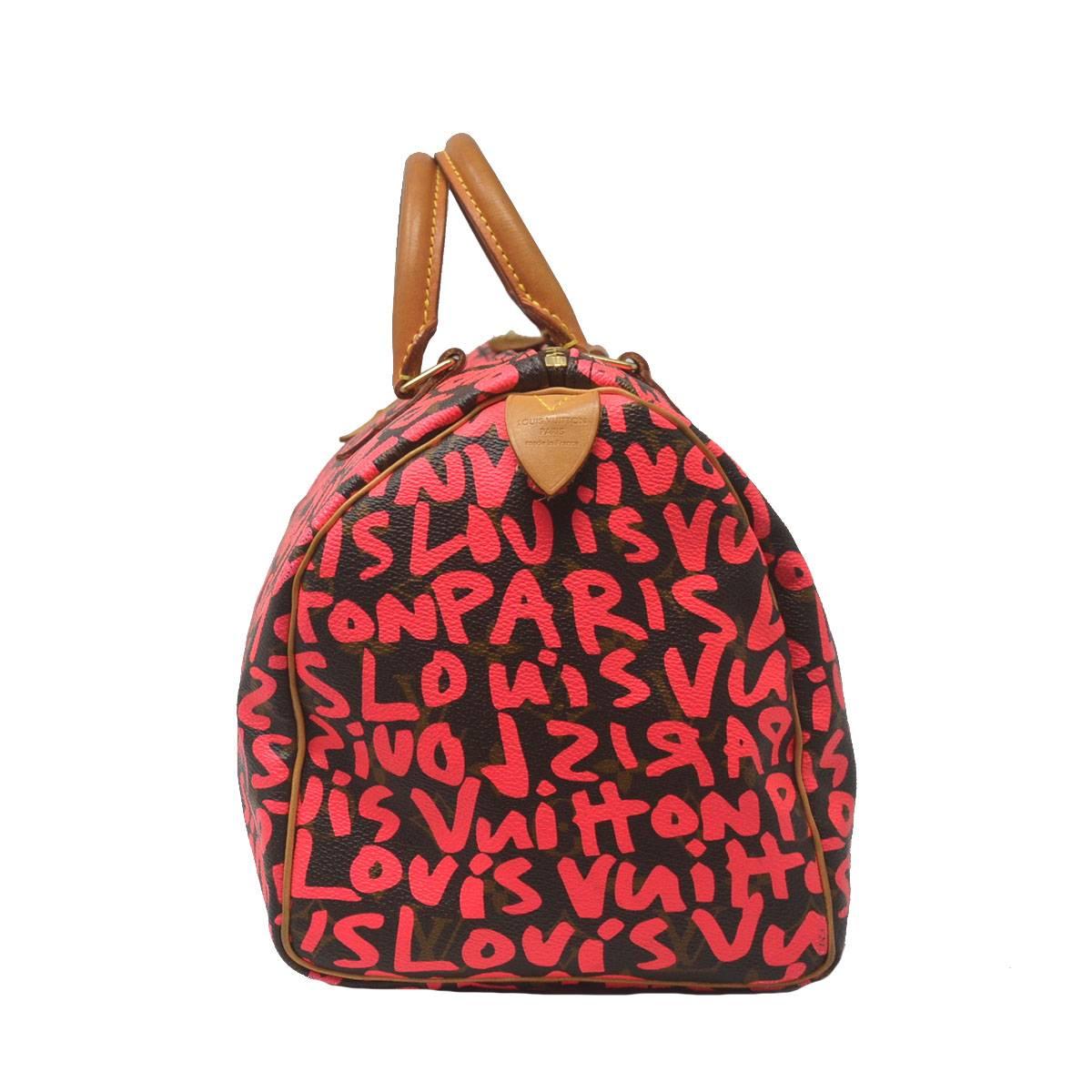 Company-Louis Vuitton
Model-Speedy 30 Stephen Sprouse Graffiti
Color-Neon Pink
Date Code-TH5008
Material-Leather
Measurements-11.8