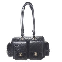 Chanel Cambon Reporter Sac à bandoulière en cuir noir