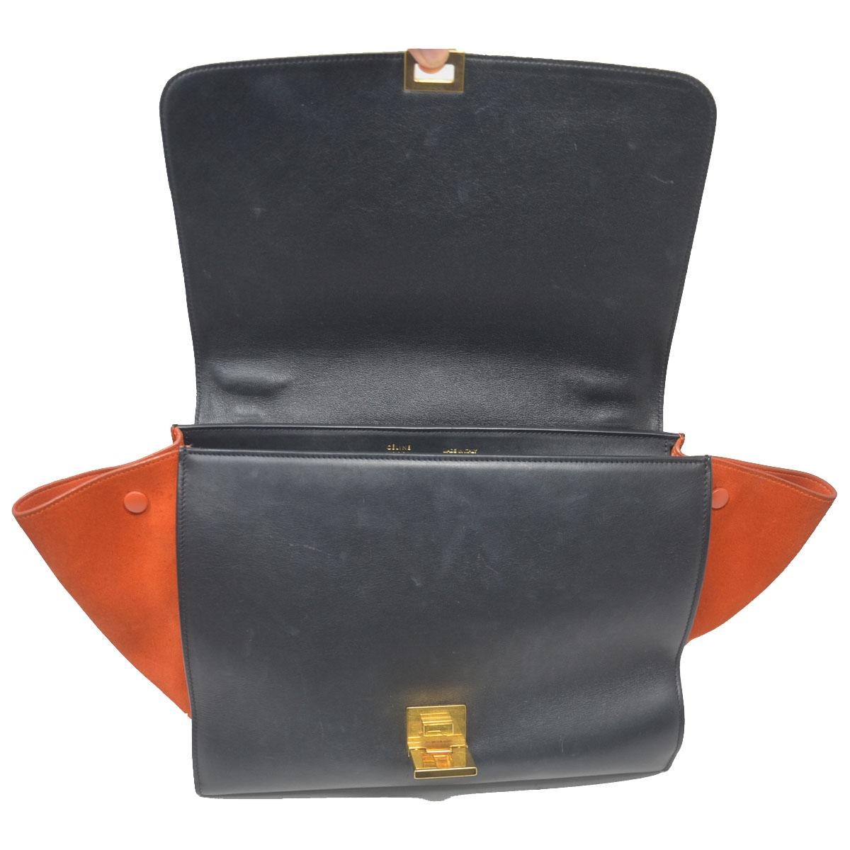 Celine Trapeze Medium Tri-Color Suede and Leather Handbag In Good Condition For Sale In Boca Raton, FL
