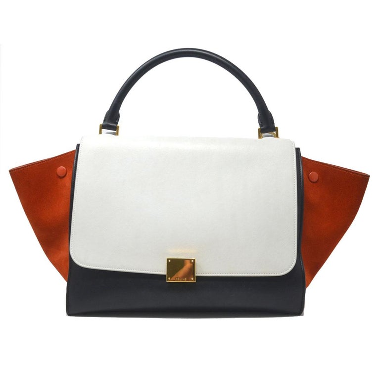Celine Trapeze Medium Tri-Color Suede and Leather Handbag For Sale at ...