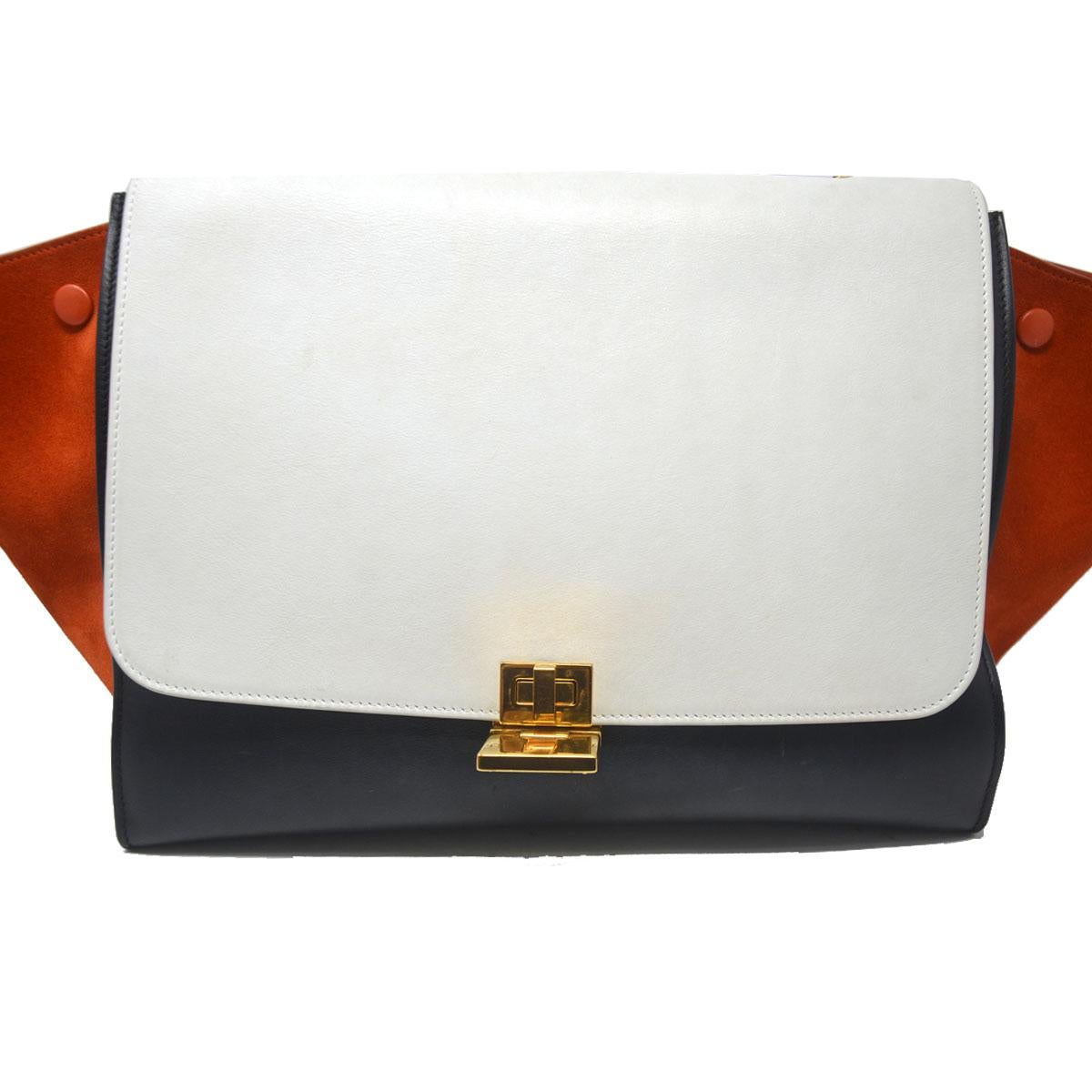 Celine Trapeze Medium Tri-Color Suede and Leather Handbag For Sale 1