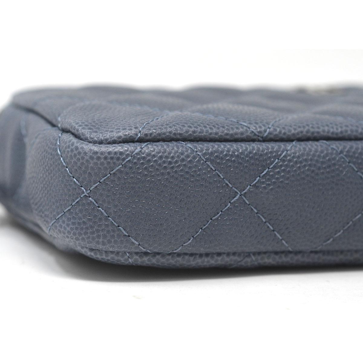 Chanel Double zip WOC Grey/Blue Caviar Cross body Clutch 2