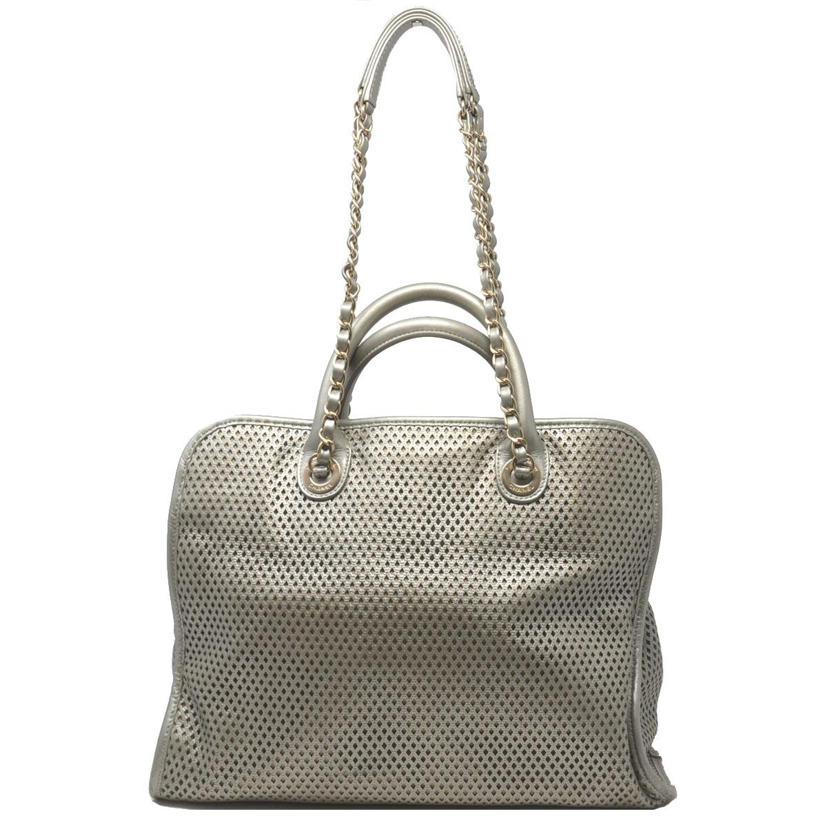 gray leather tote handbag