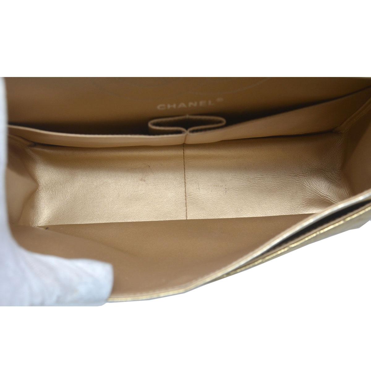 Women's Chanel 2.55 Reissue Jumbo Double Flap Chevron Gold Leather Handbag