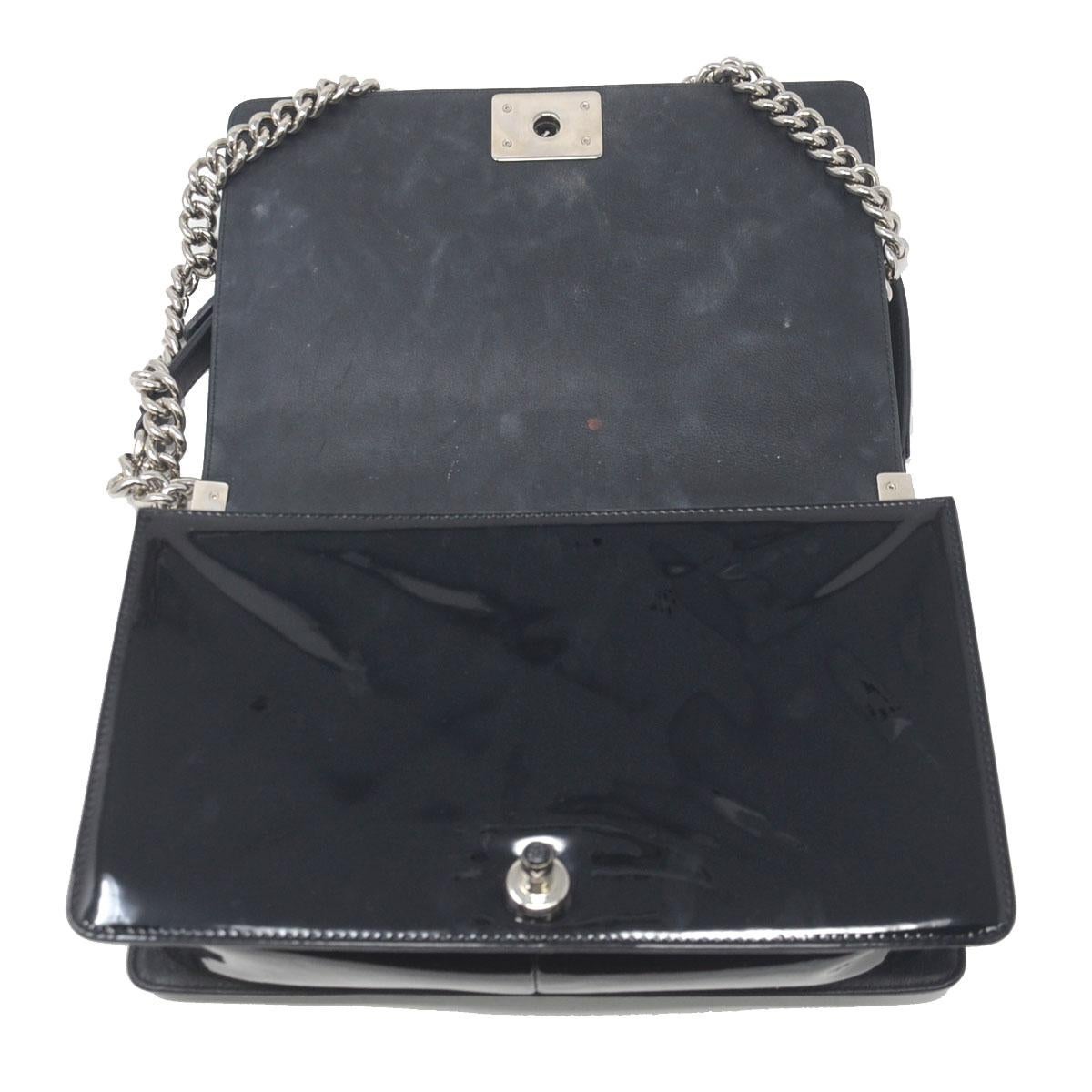 Chanel Le Boy Bag SHW Black Jumbo Patent Leather 2