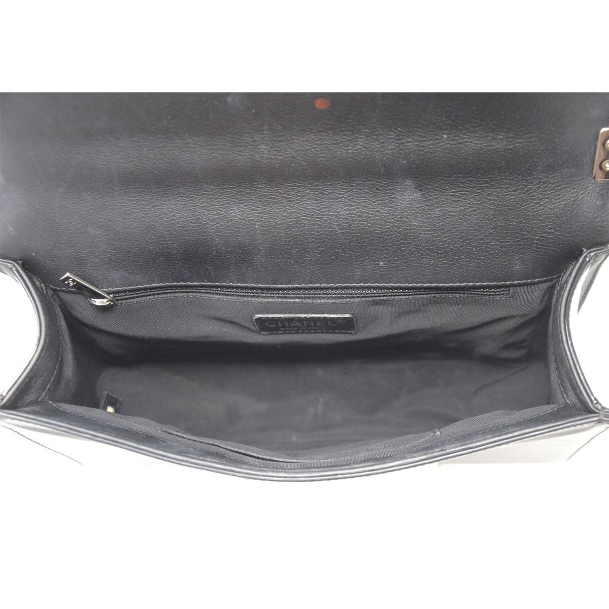 Chanel Le Boy Bag SHW Black Jumbo Patent Leather 4