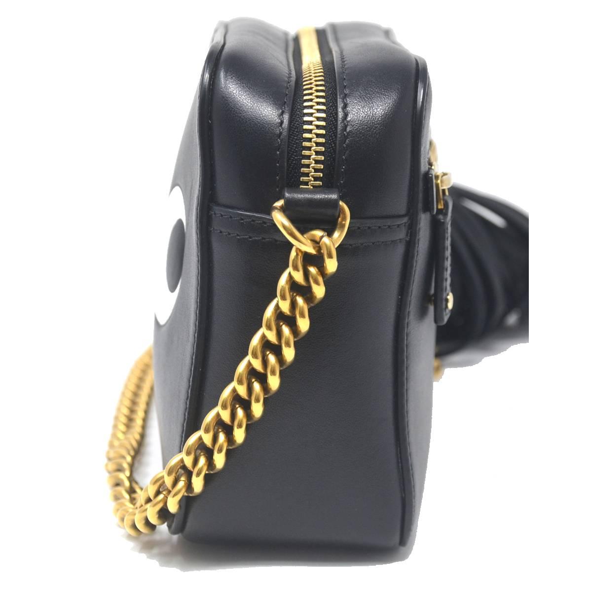 Anya Hindmarch Eyes Black Leather Crossbody Bag In Excellent Condition In Boca Raton, FL
