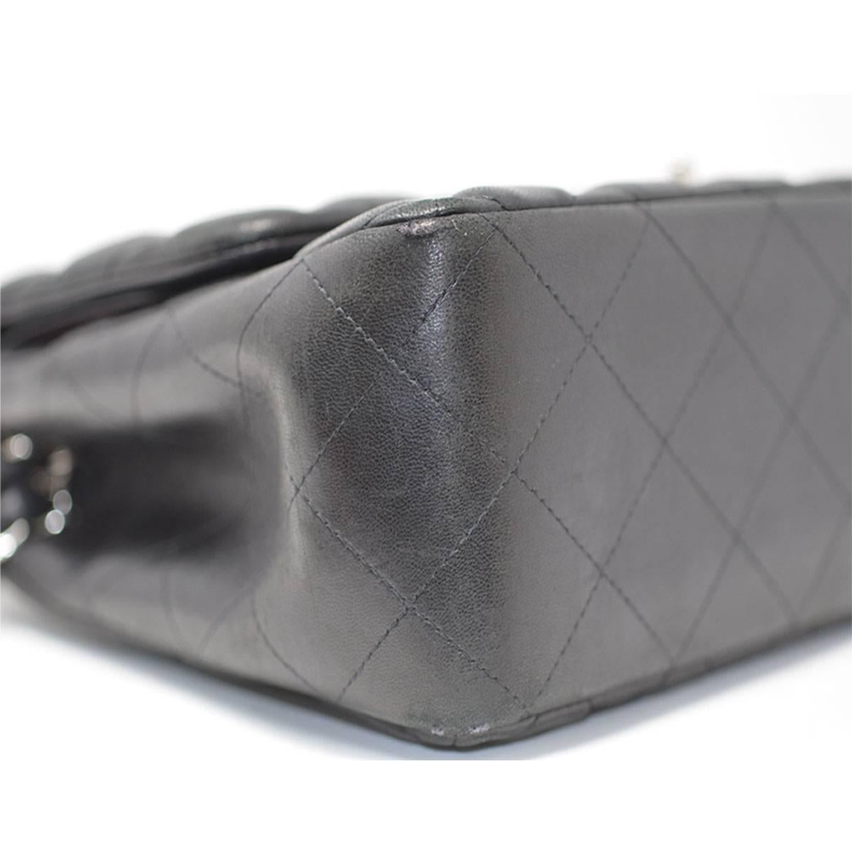 Chanel Black Double Flap Made from Lambskin with Silver Hardware and Card 6