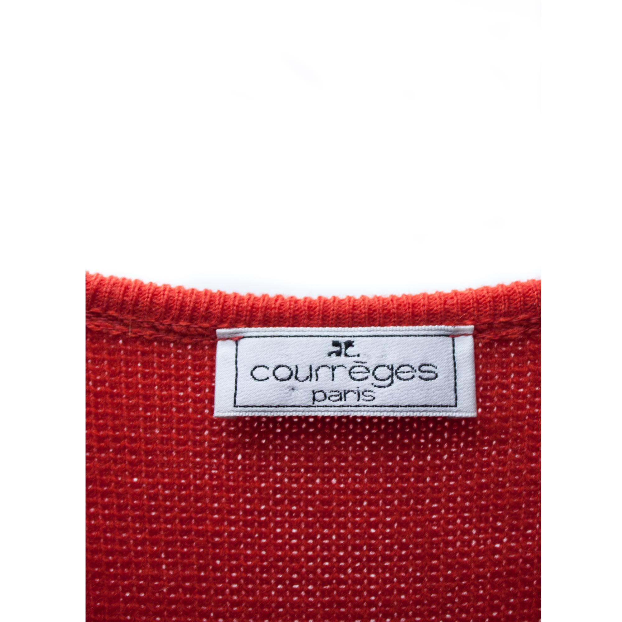 Women's or Men's Courreges red knitted dress Circa 1980 For Sale