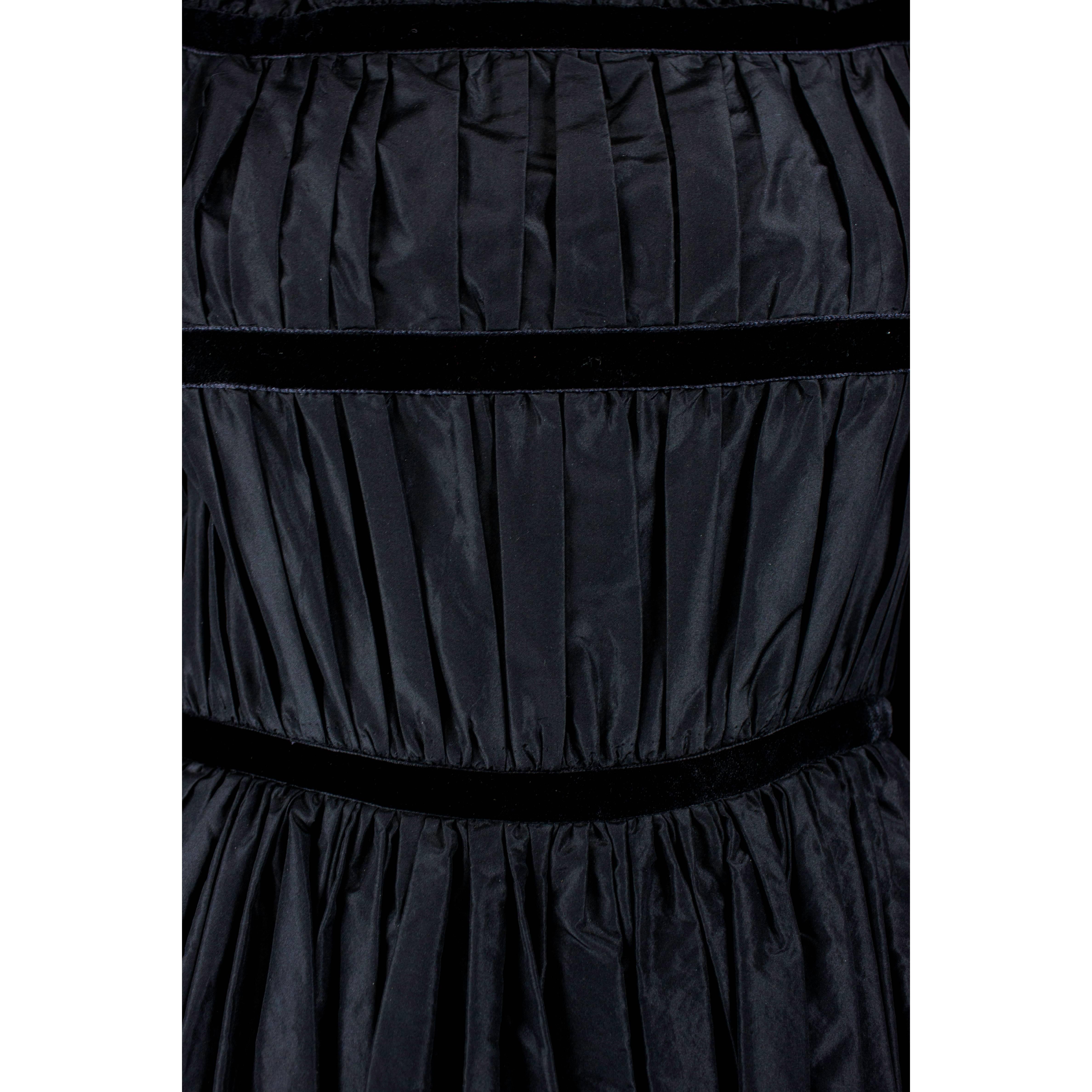 Women's  Louis Feraud couture black taffeta evening gown, Circa 1970