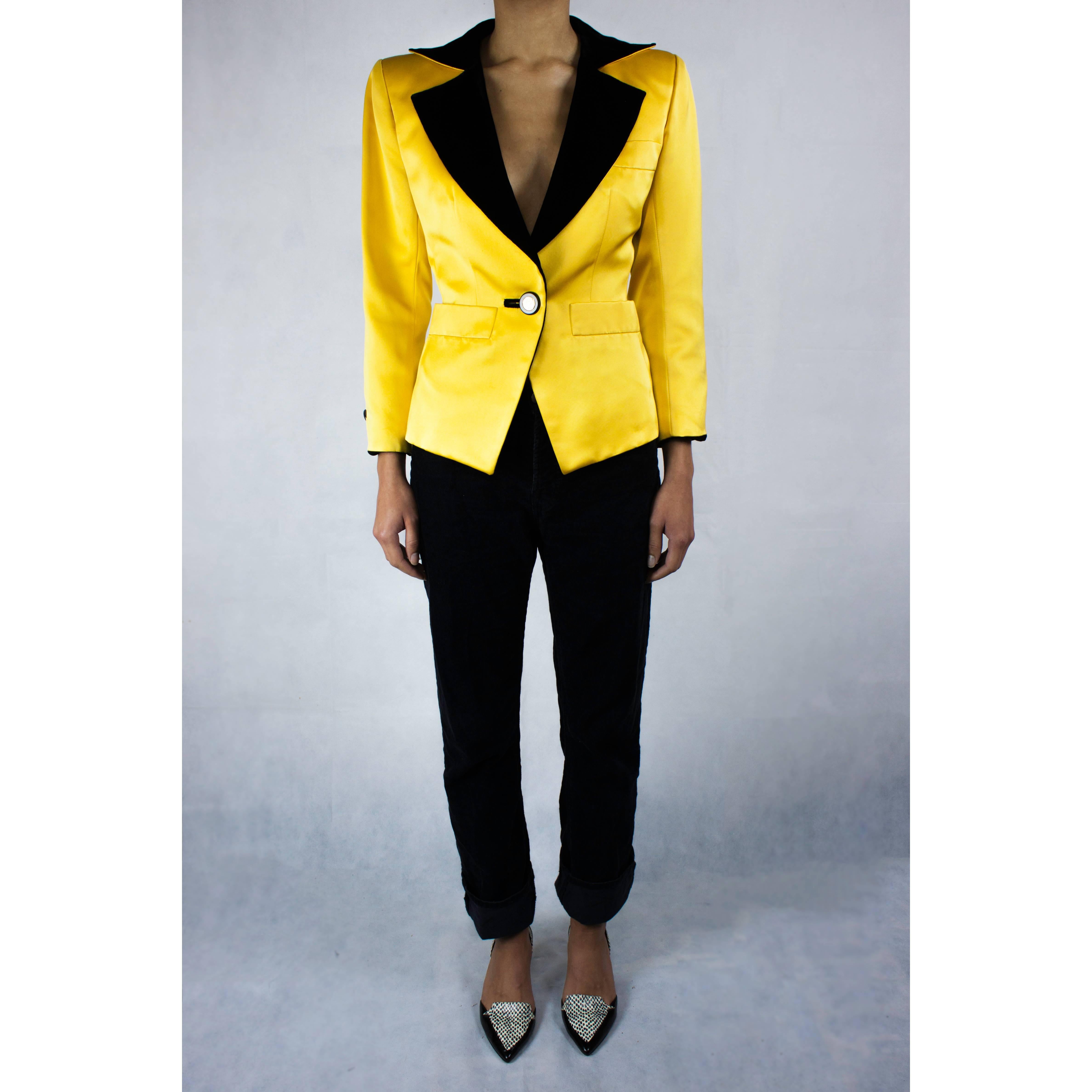 

Yves Saint Laurent explored this great classic among his iconic innovations from 1966 to 2002.

The tuxedo jacket, usually worn in combination with trousers as a suit, figures in the history of fashion among the invention that revolutionised the