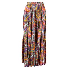 Vintage Yves Saint Laurent long layered Paisley gypsy skirt, Fall Winter 1976
