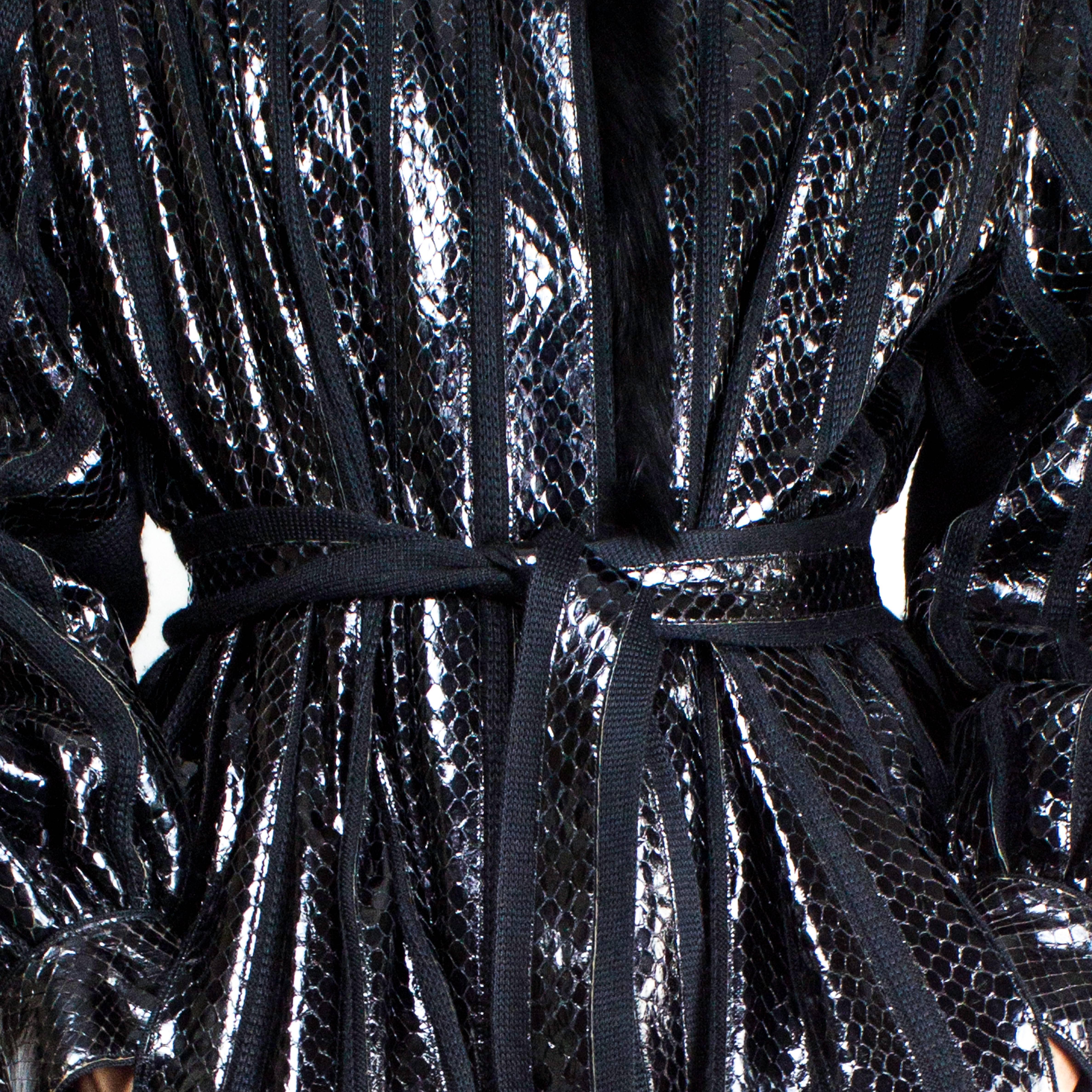 Beltrami silk wool and snakeskin bouffant sleeves coat, circa 1980 1