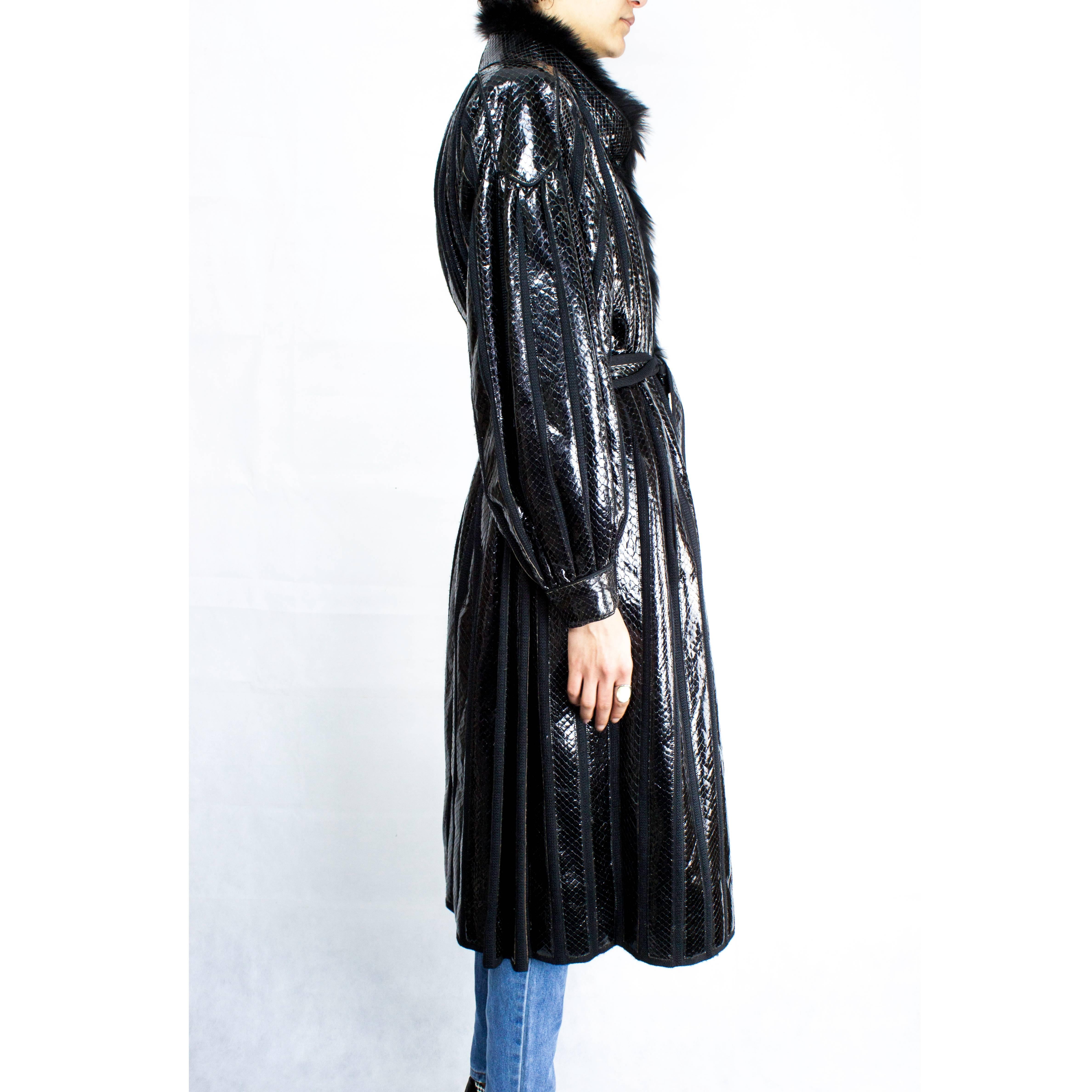 Beltrami silk wool and snakeskin bouffant sleeves coat, circa 1980 In Excellent Condition In London, GB