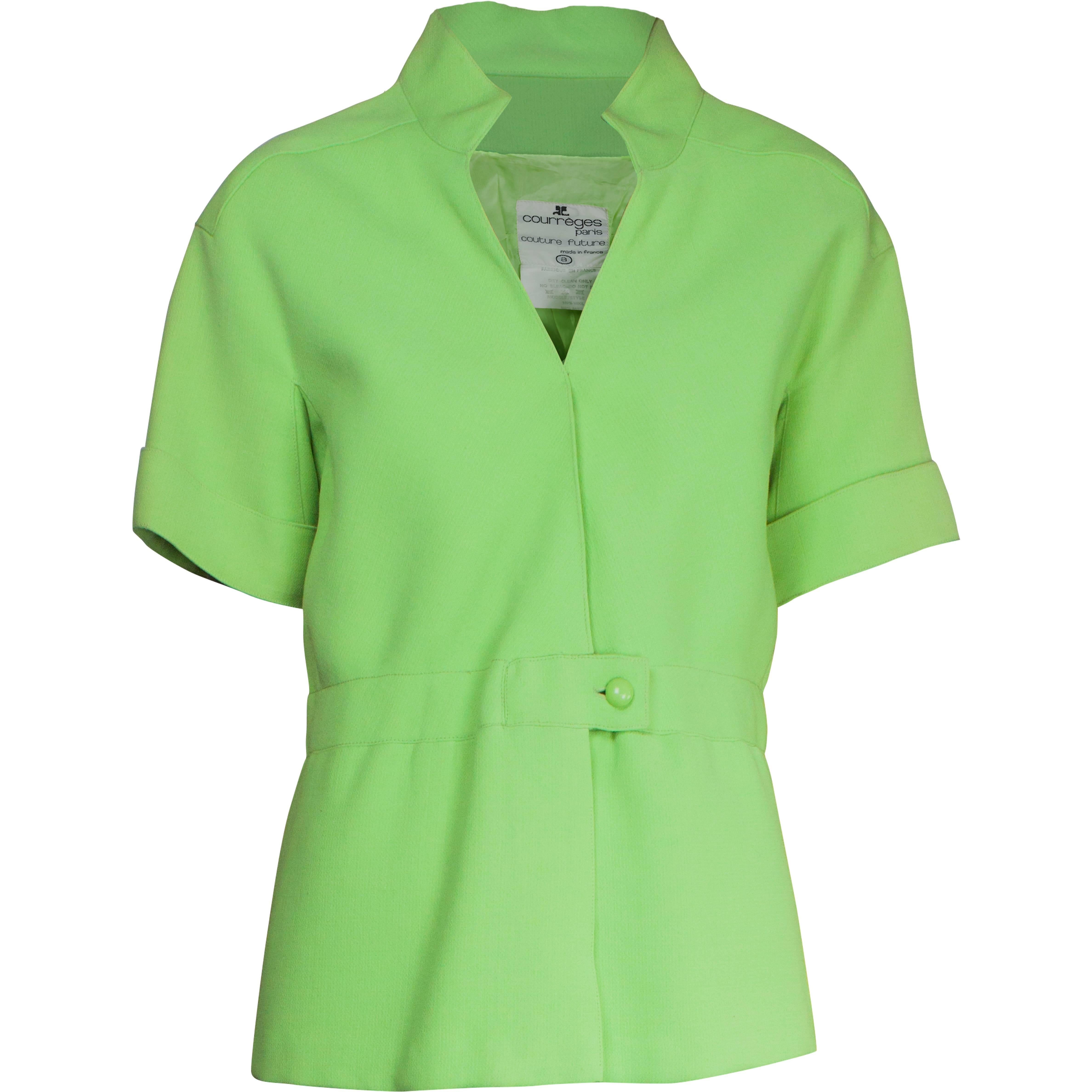 Andrè Courreges Early lime green tunic, circa 1967 For Sale